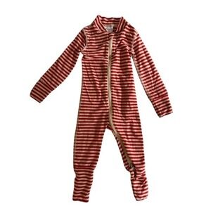 Hanna‎ Andersson Red White Striped Footed Pajamas Sleepsuit 3-6 Months